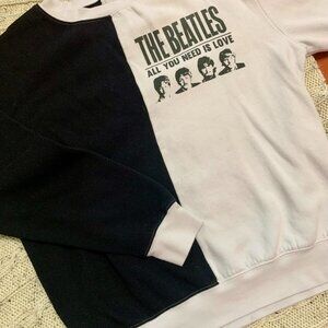 Rare Black and White Colorblock Beatles All You Need is Love Sweatshirt Small